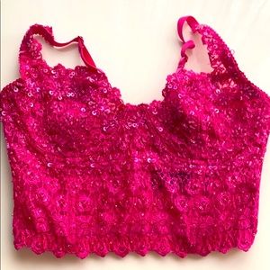 Women’s Pink Sparkly Bebe Bralette Top
